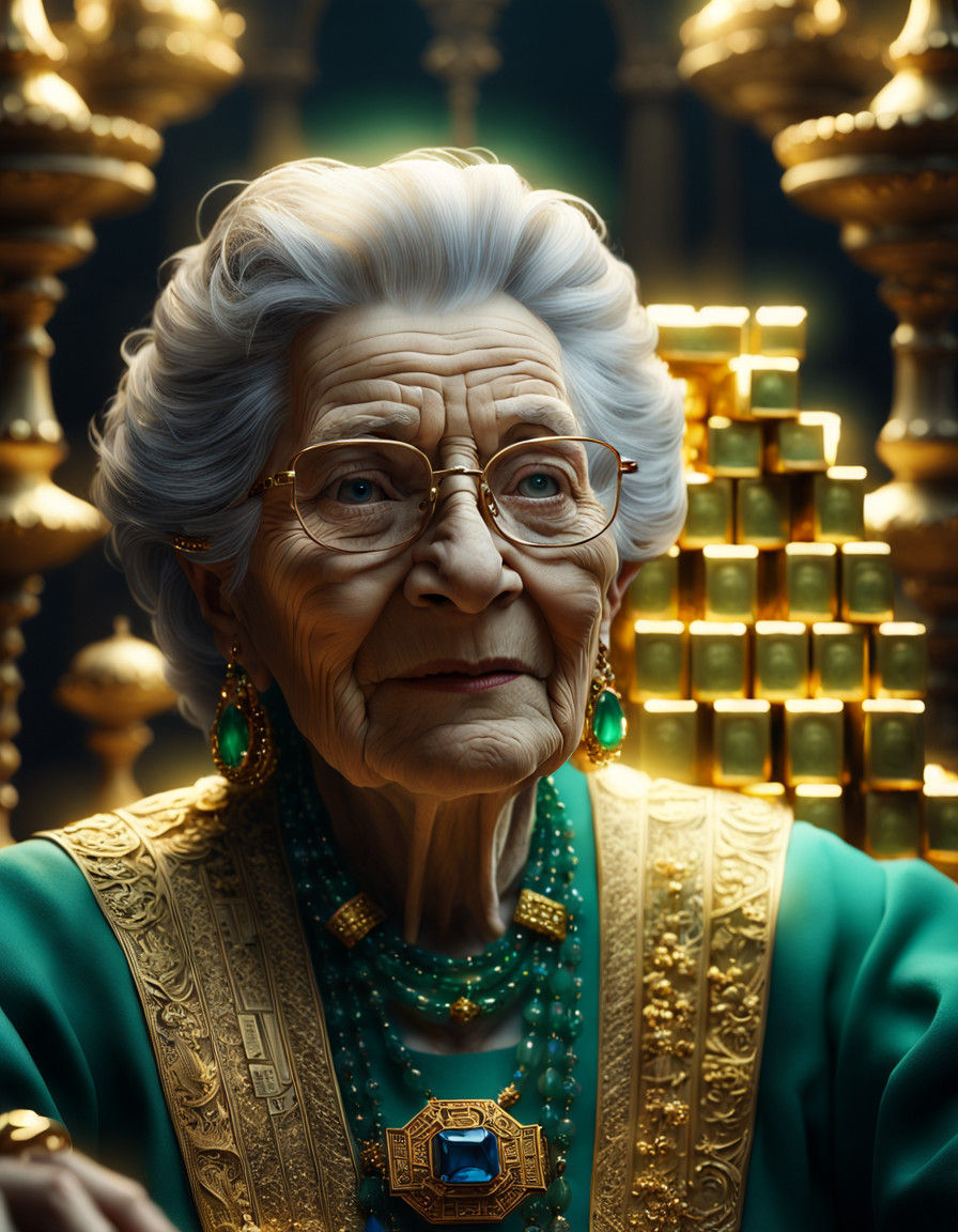 Baroque Elderly Woman in a Gilded Treasure Trove