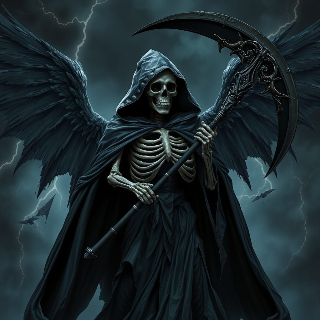 Ethereal Reaper in Dark Stormy Skies