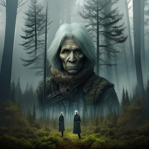 Double Exposure: Forest and Wasteland Woman