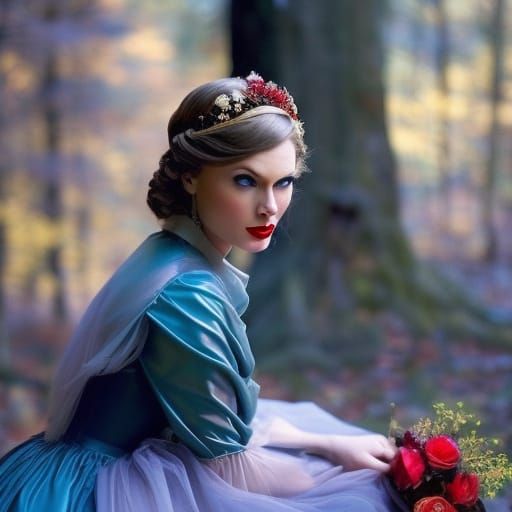 Ethereal Cottagecore Princess in Autumn Forest