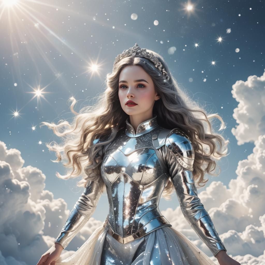 Snow White Space Mermaid Cosmonaut in Sunshine