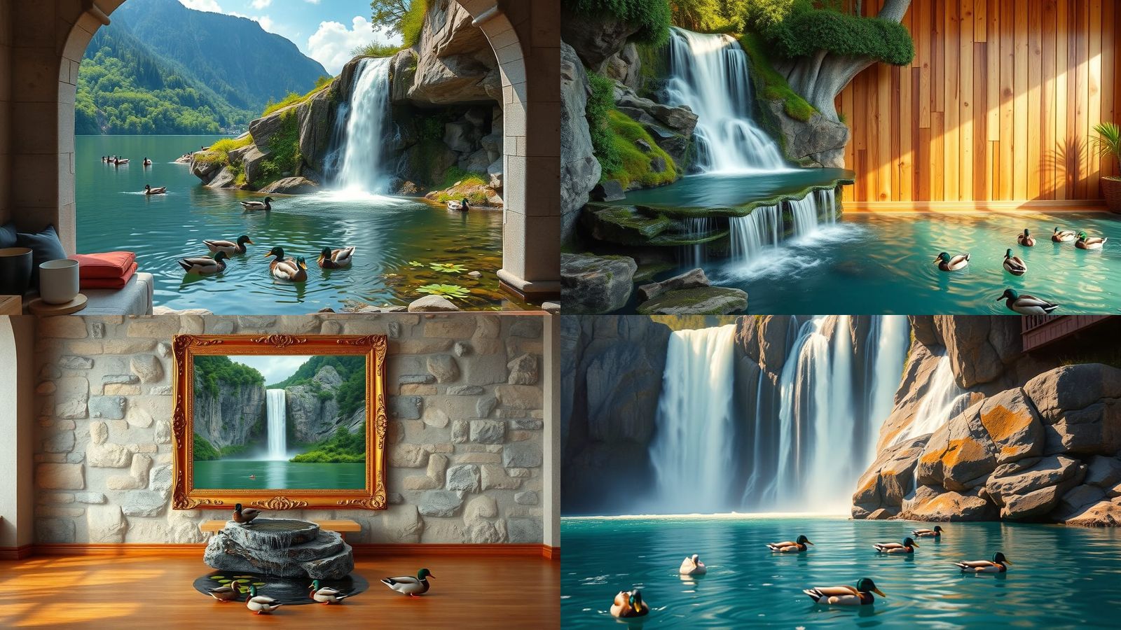Surreal Waterfall Painting Flows into Living Room