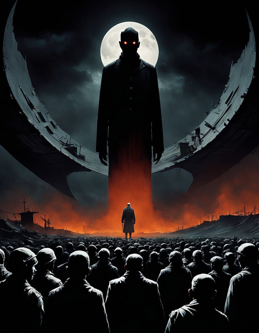 Elitist Shadows Manipulate the Destitute in a Grim, Surreali...