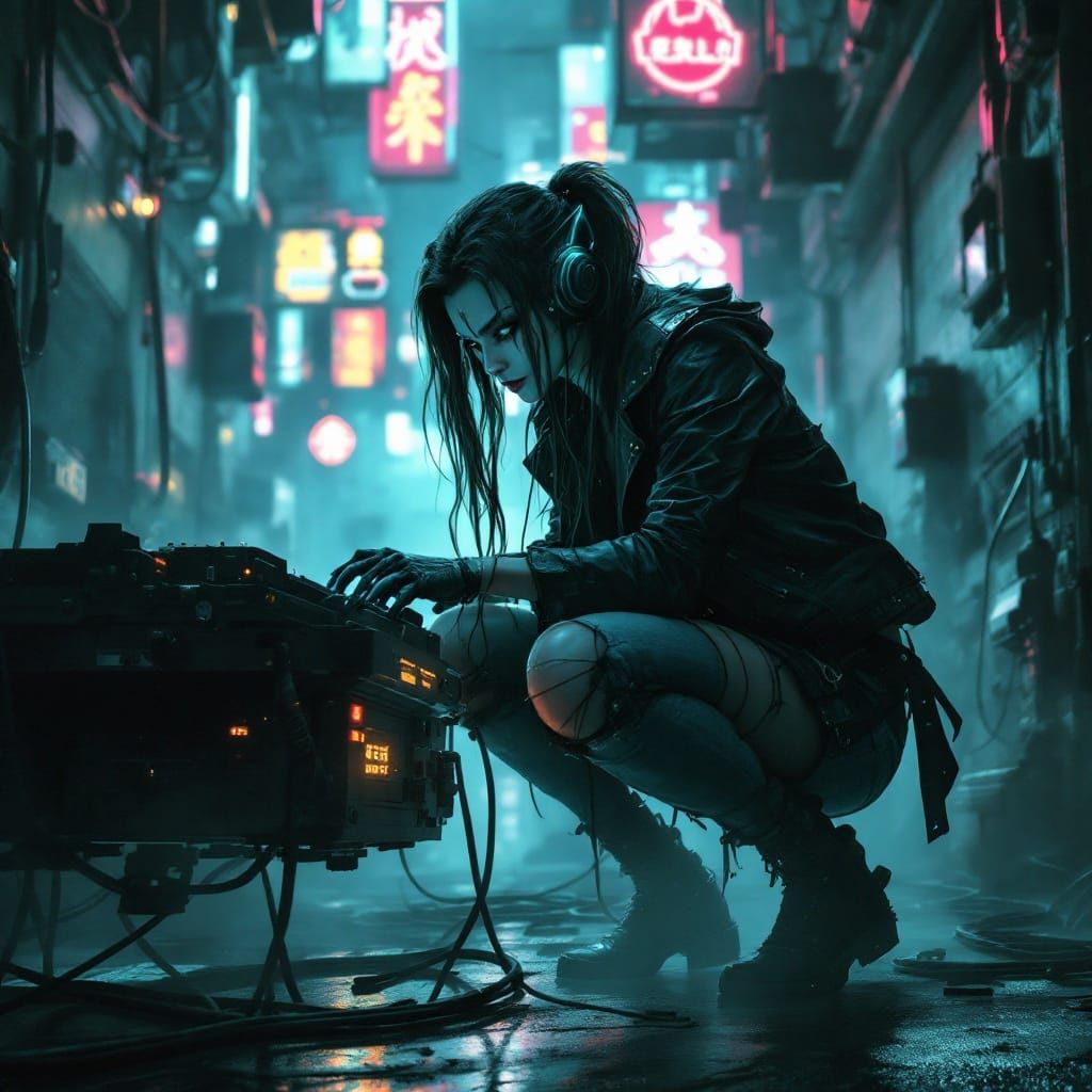 Oni Decker Working in Cyberpunk Alley