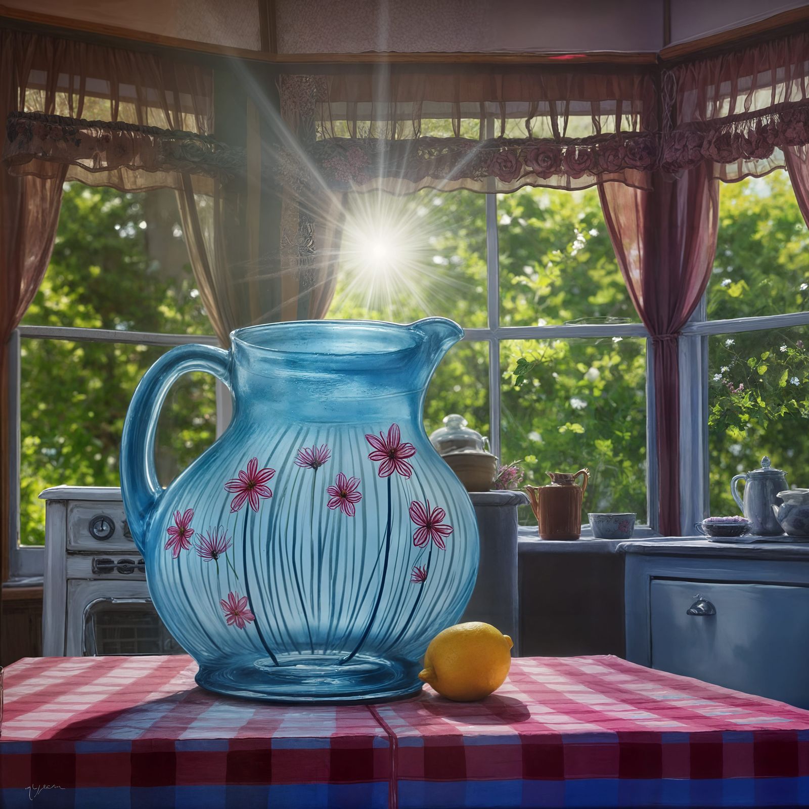 Grandma's Vintage Blue Lemonade Pitcher