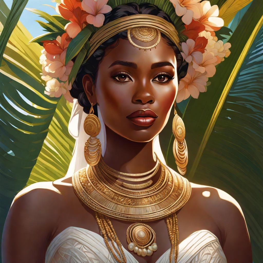 Vanuatu Bride Portrait in Ethereal Fantasy Style
