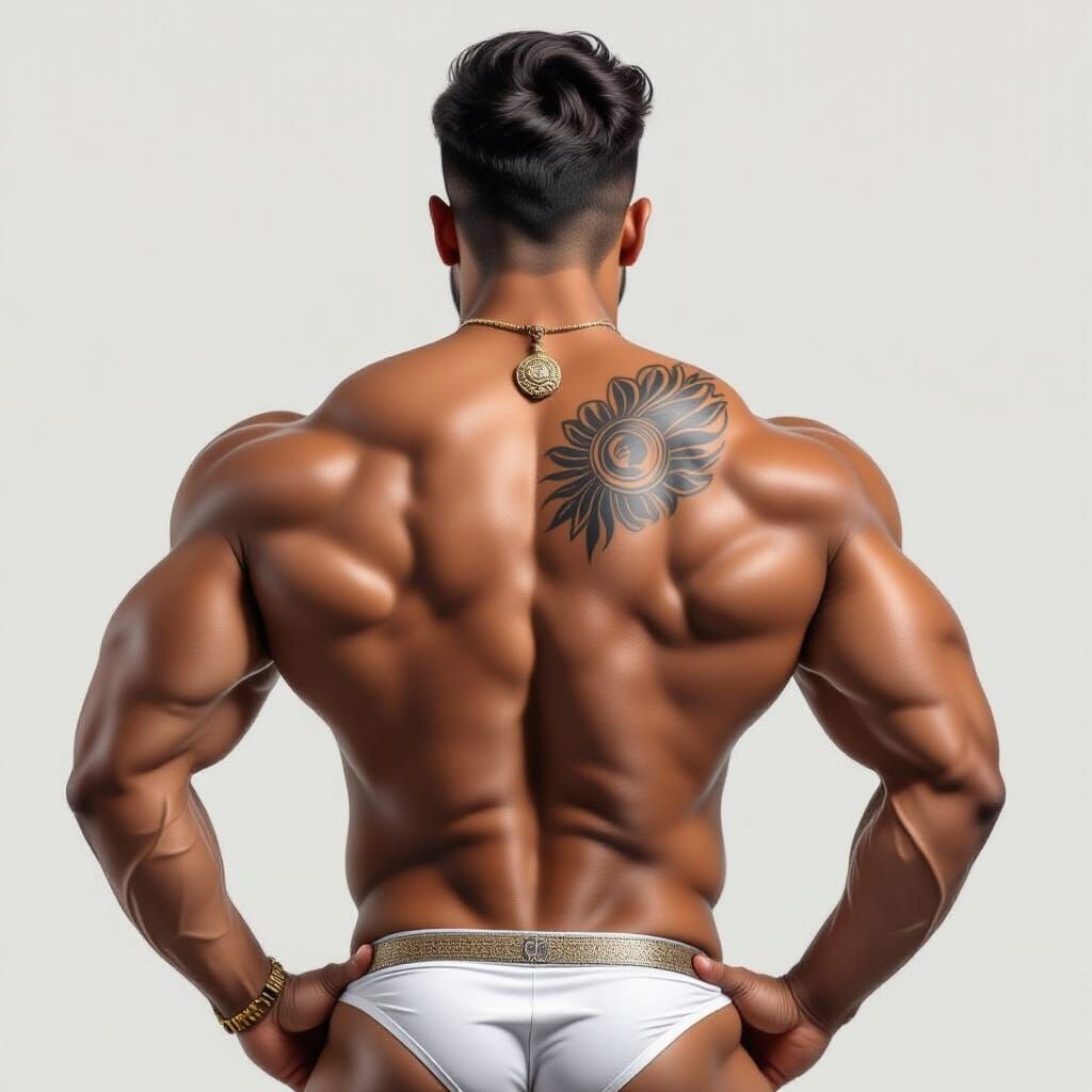 Photorealistic Image of Muscular Indian Man in Thong