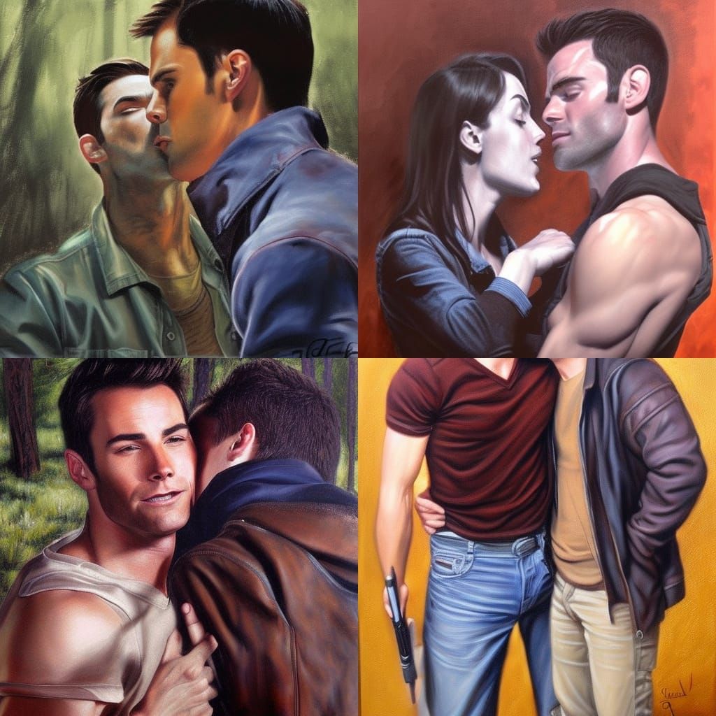 Derek Hale and Stiles Stilinski Kiss: Oil Painting