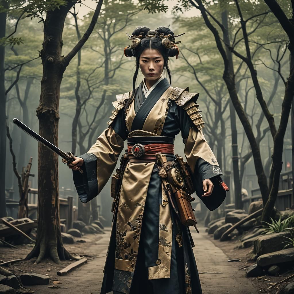Steampunk Edo Huntress: Cinematic Film Still