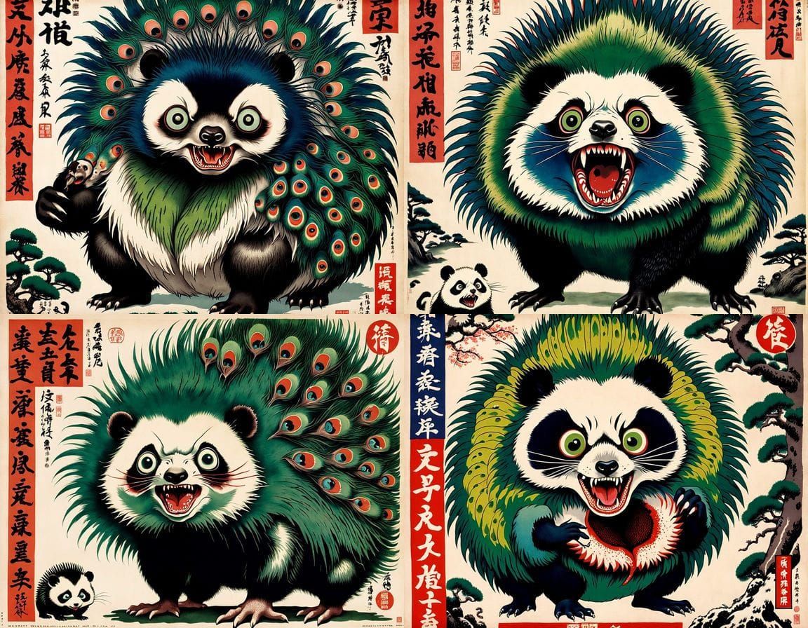 Surreal 1960s Japanese Movie Poster in Grotesque Cyberpunk S...