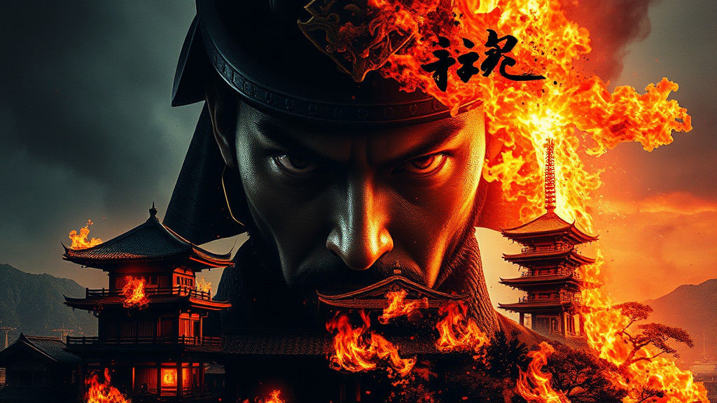 Burning Japanese Village: Double Exposure Portrait