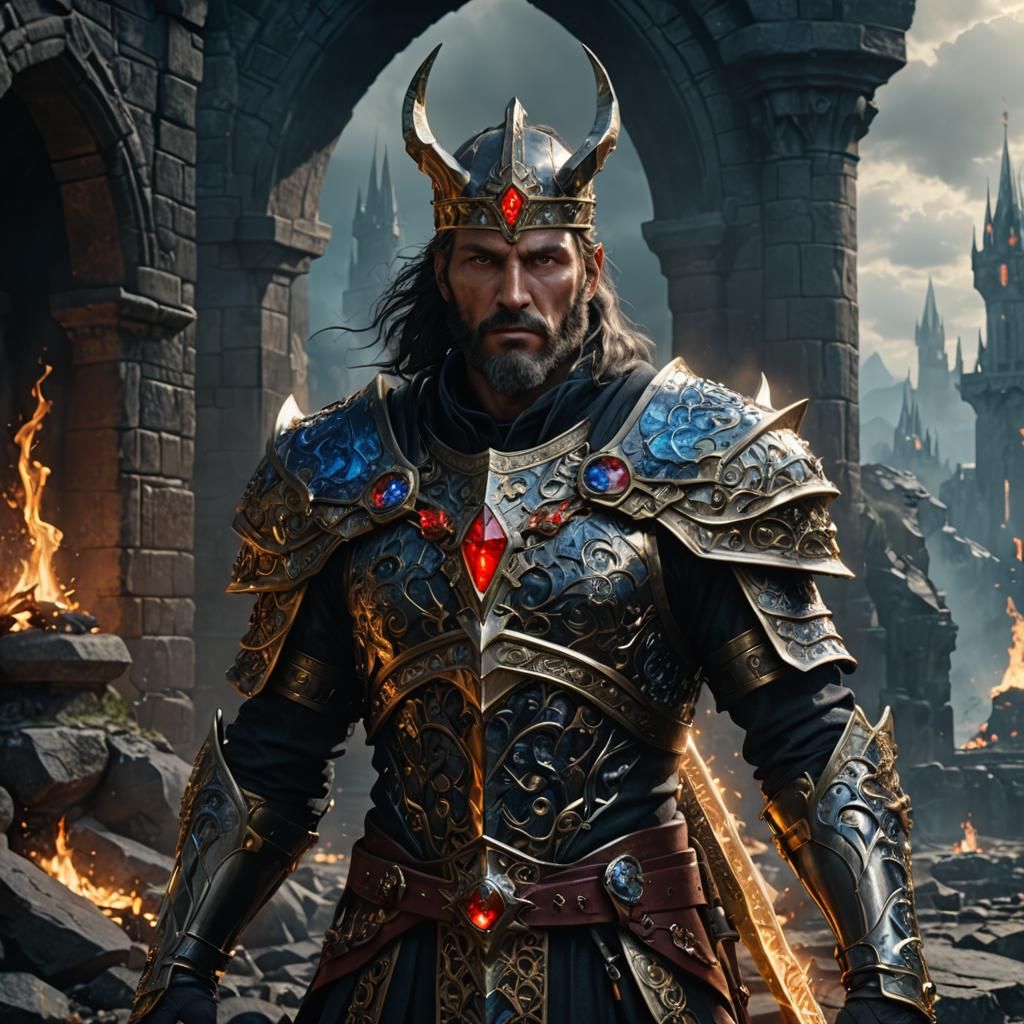 Magical Excalibur Portrait Closing Hellgate in Hyperrealism