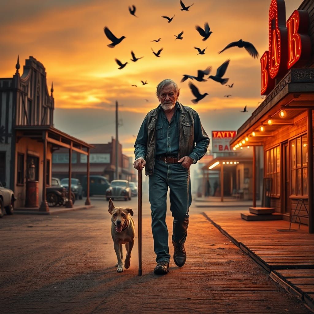 Western Town Sundown: A Portrait of Faded Glory