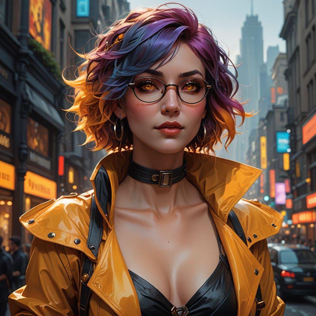 Time-Traveling Goddess Portrait in Surreal Goth Punk Style