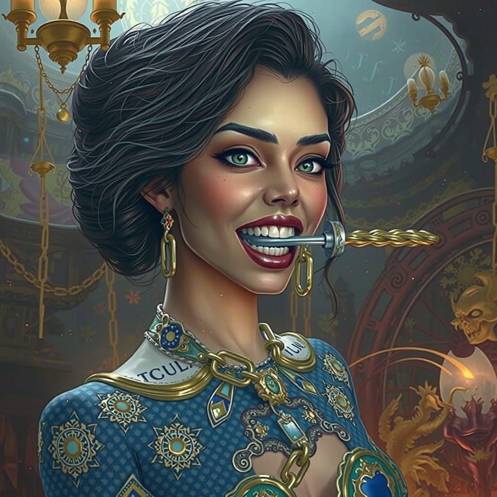 Bound Woman in Dark Fantasy, Matte Painting Style