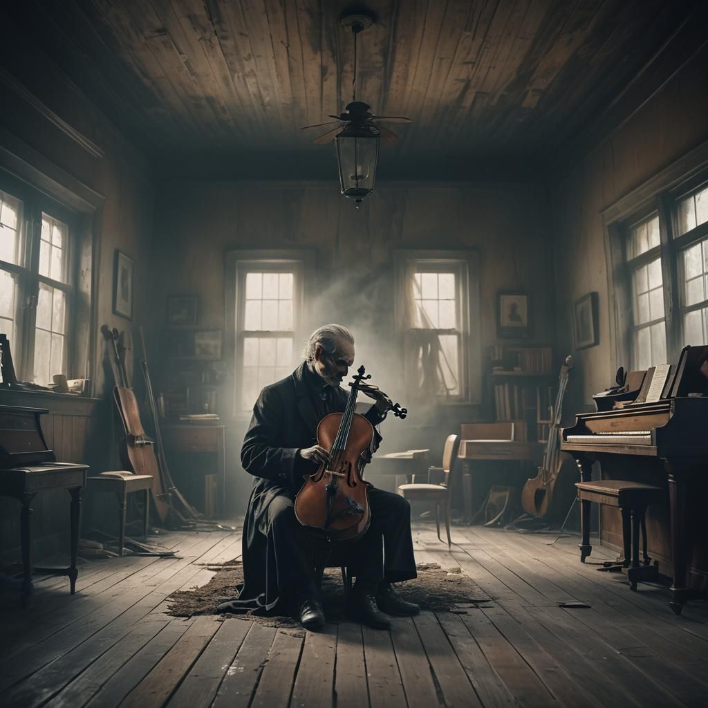 Ethereal Figure in Dusty Attic: Greg Rutkowski Style