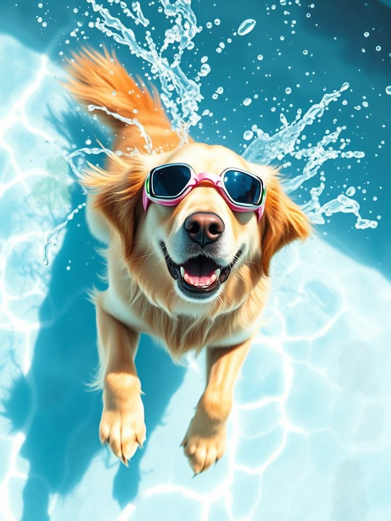 Golden Retriever Splash Art in Watercolor Style