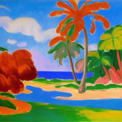 Tropical Island: Fauvist Painting at Midday