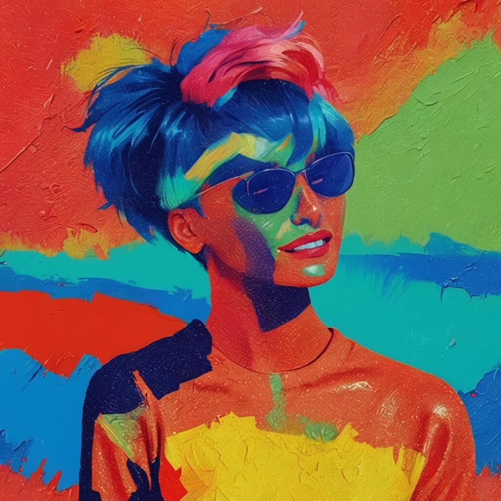 Smiling Girl Portrait in Vibrant Digital Art Style