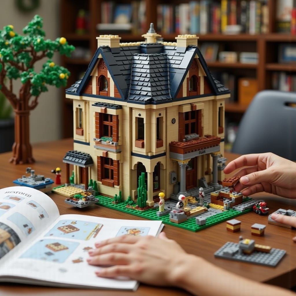 LEGO Victorian Mansion Build in Photorealistic Style