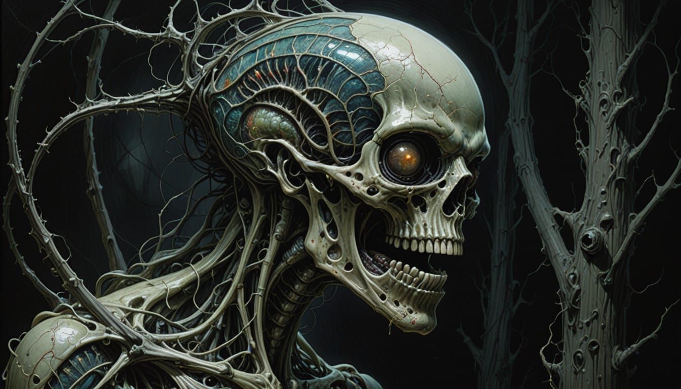 Macabre Alien Autopsy on Distressed Canvas