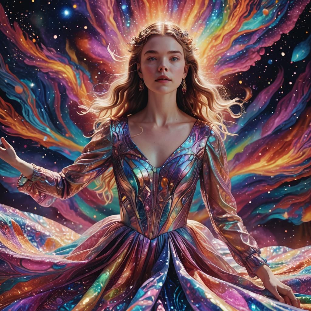 Anya Taylor-Joy Astral Portrait in Visionary Art Style