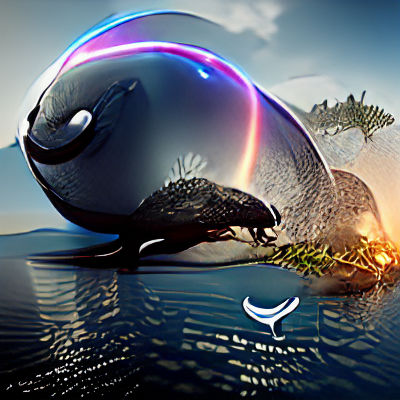Whale Ascending to Floating Island in Orb