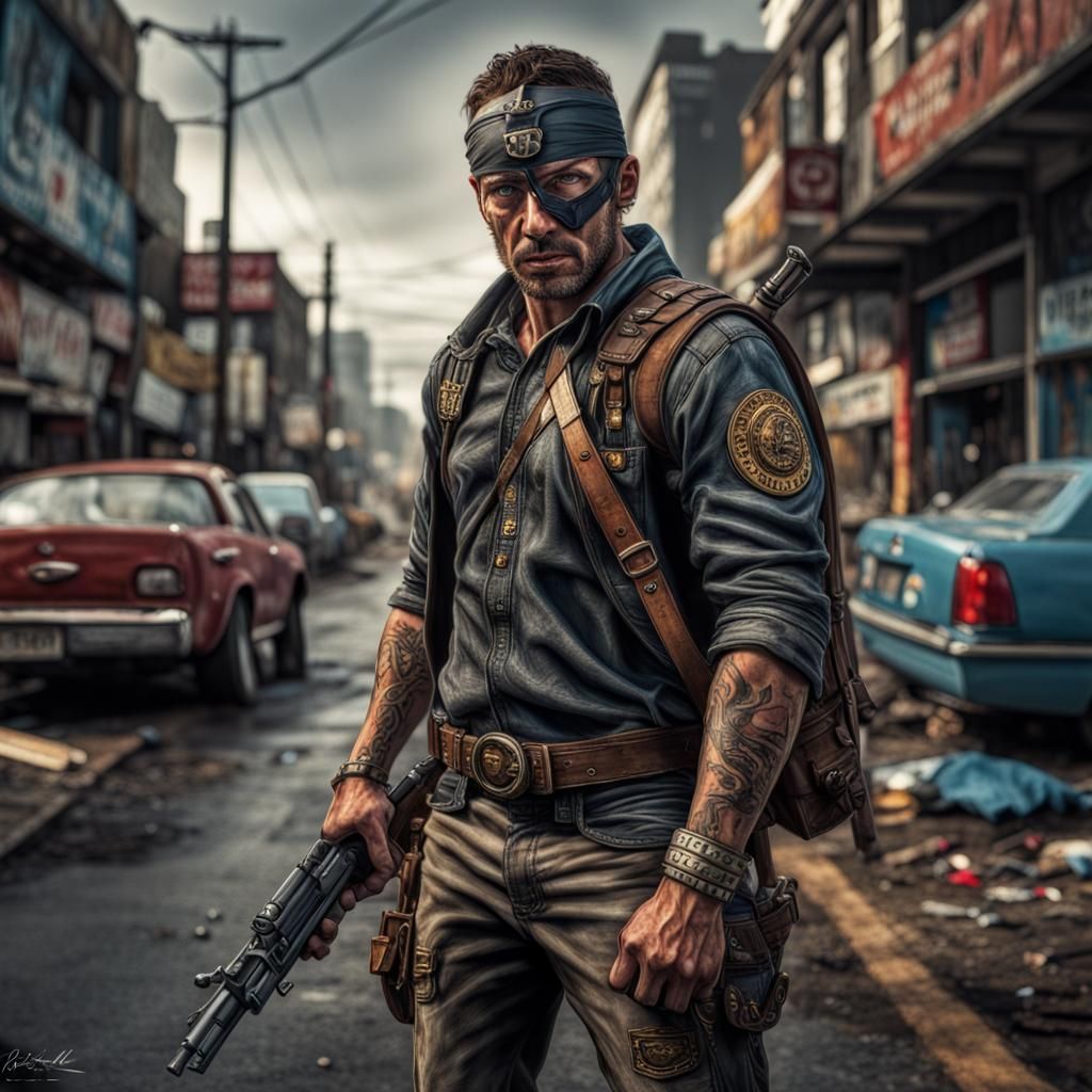 Hyperrealistic CapePunk Hero Vigilante