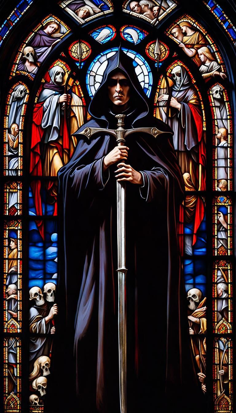Death in Gothic Stained Glass Style