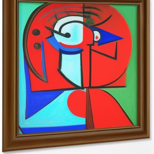 Red Circle in Cubist Style