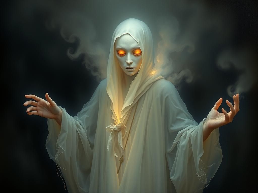 Ghostly Figure Portrait in Gothic Surrealism Style