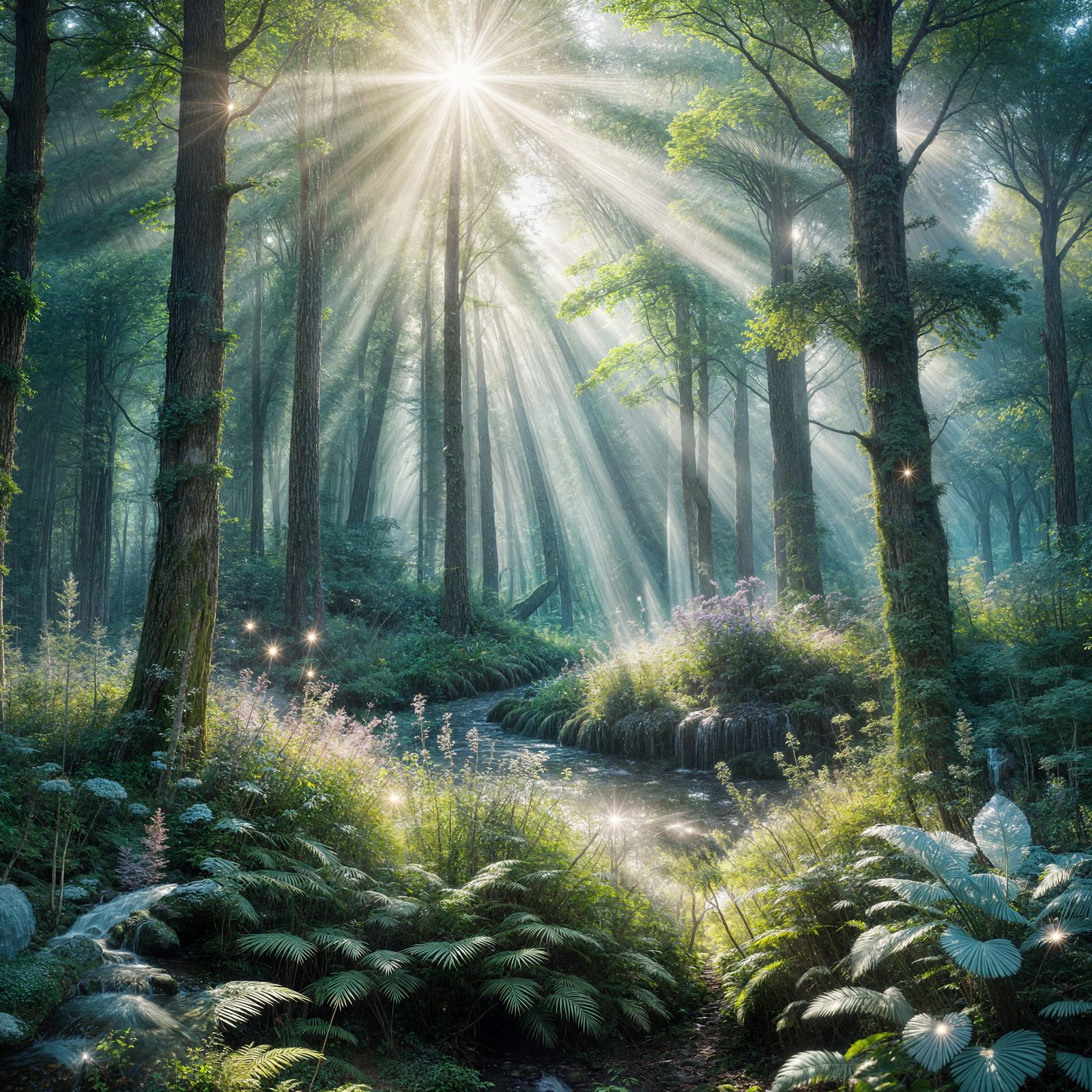 Crystal Forest with Heavenly Sunshine