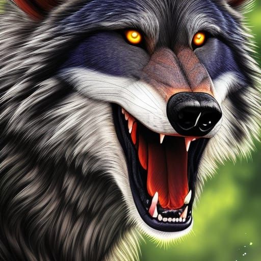 Hungry Werewolf Stares Intensely in Horror Artwork