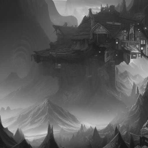 Fantastical Landscape in Graphic Art Style