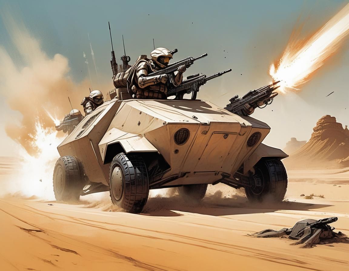 Armored Attack Vehicle on Alien Desert Planet