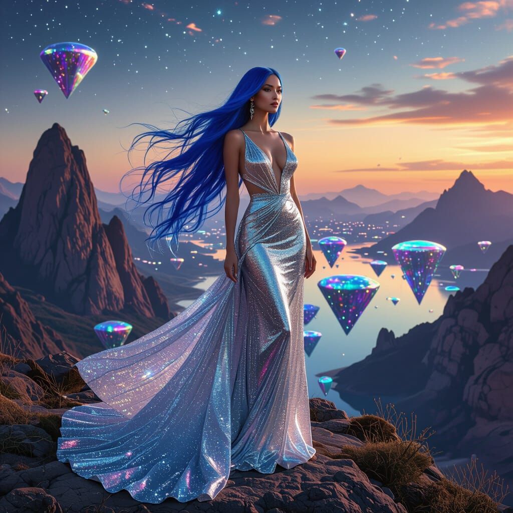 Futuristic Woman with Electric Blue Hair