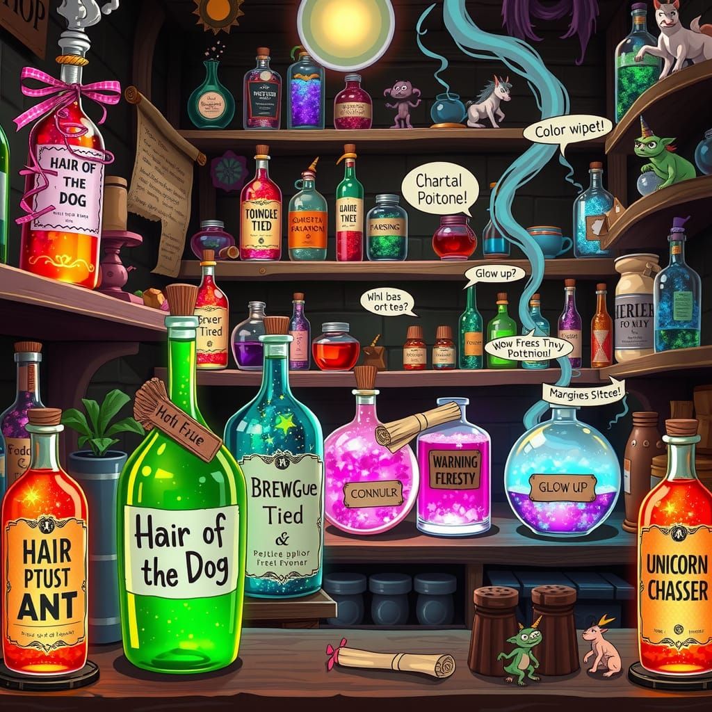 Whimsical Apothecary Potion Scene