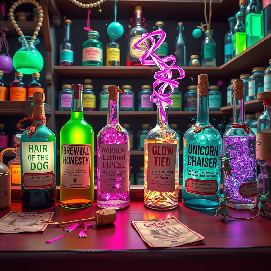 Whimsical Magical Potions in a Photorealistic Apothecary