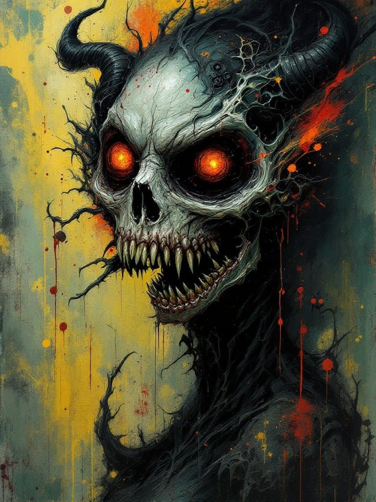 Macabre Demoness in Dark, Expressive Art