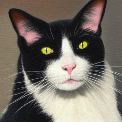 Siamese Cat Portrait in Oil Painting Style