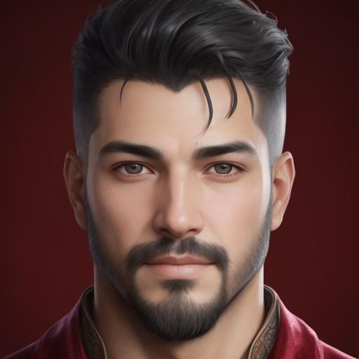 Handsome Man in Red Velvet Robe, Alcohol Ink Style