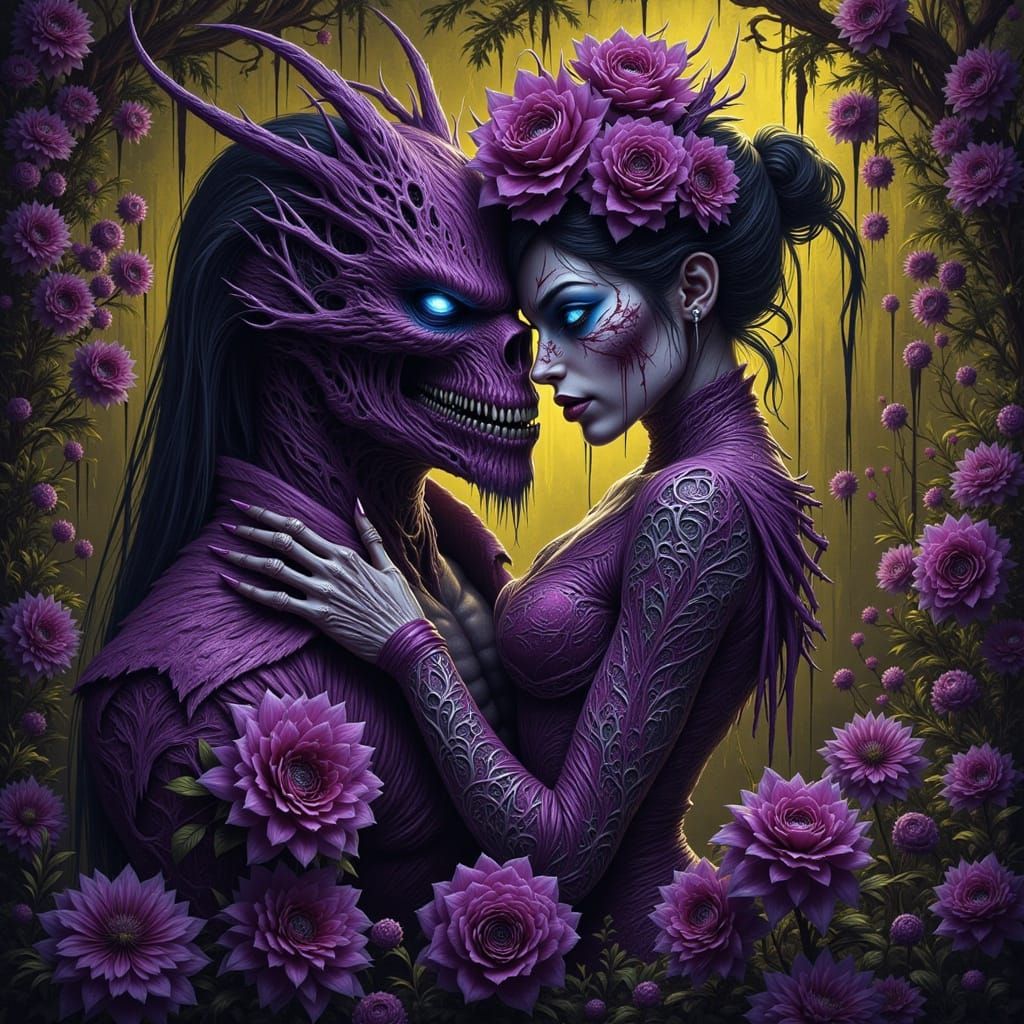 Zombie Woman in Victorian Botanical Dark Fantasy