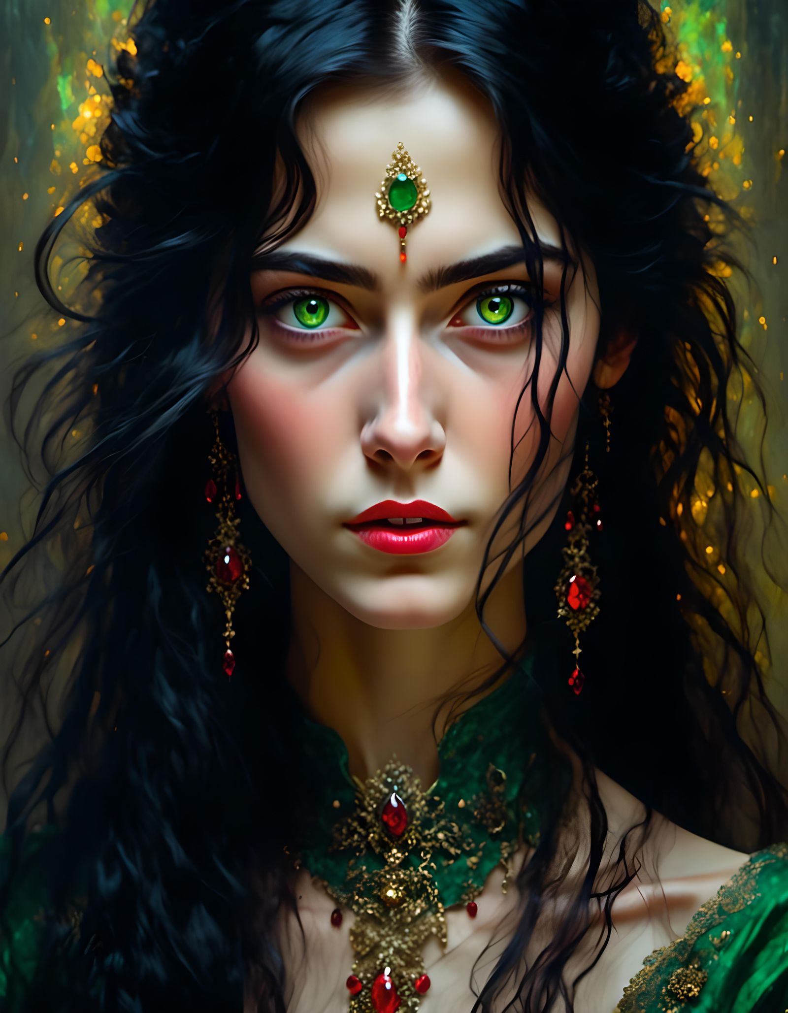 Portrait of Woman with Green Eyes and Dimples