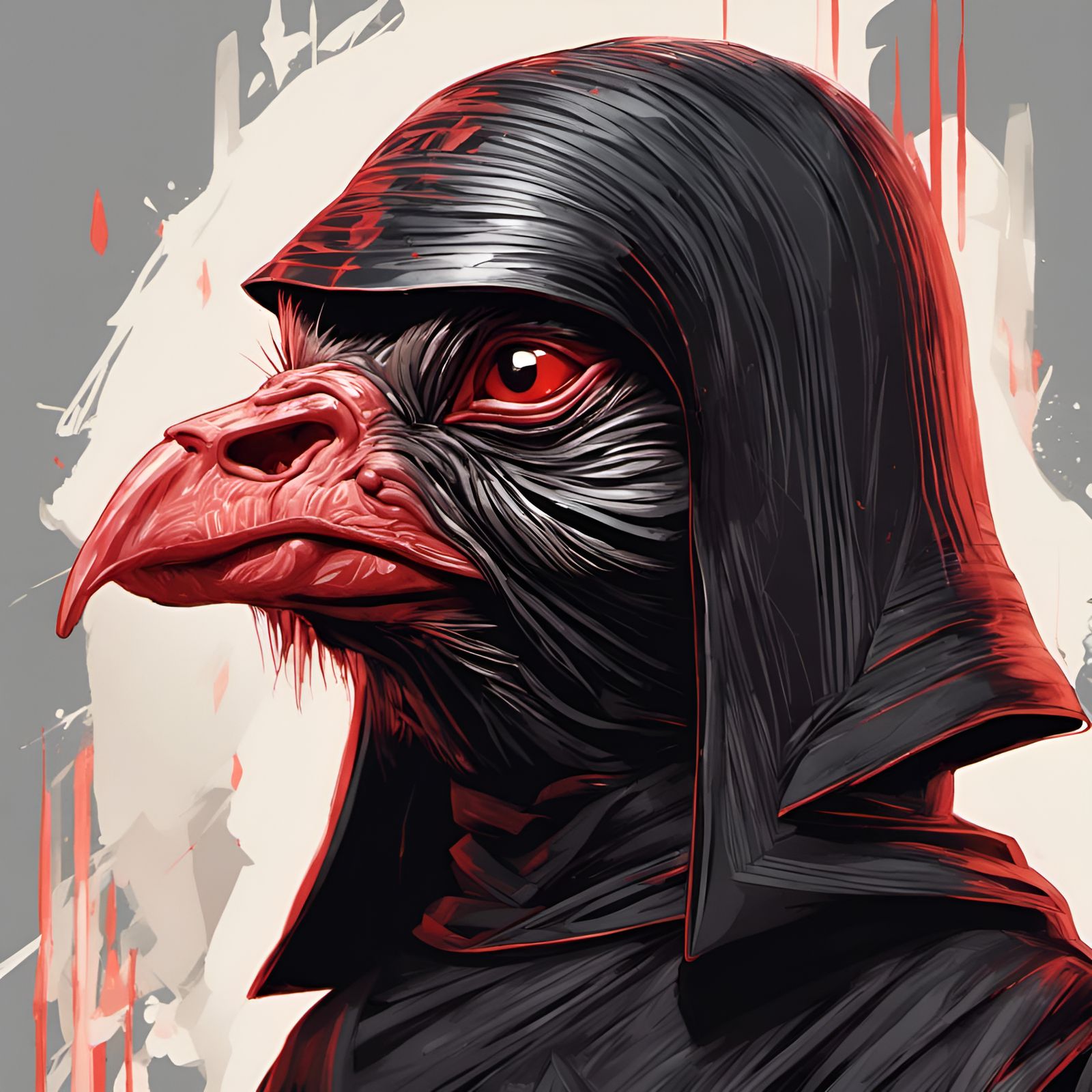 Hen Dressed as Kylo Ren Digital Illustration