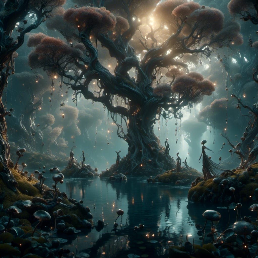 Ethereal Fairies in a Dusk Lit Forest