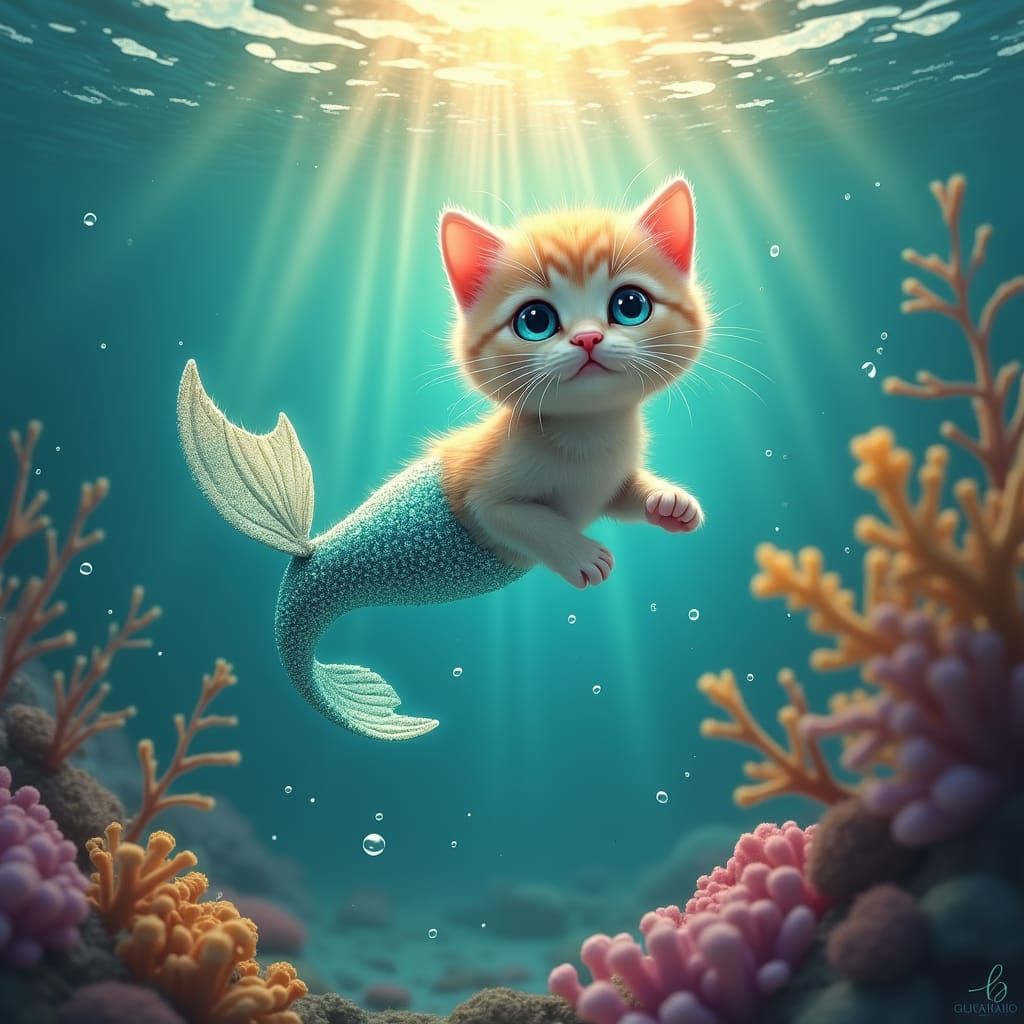 Mermaid Kitten Discovers Ocean Wonders