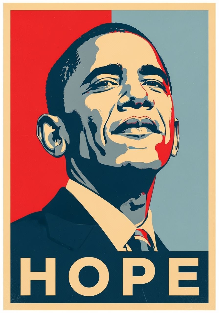 Barack Obama HOPE Poster in Shepard Fairey Style
