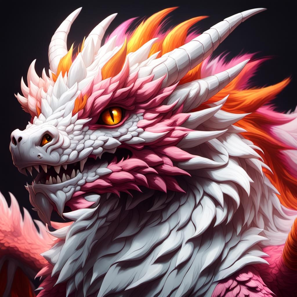 Fluffy Dragon with Colorful Fur, Detailed Digital Art