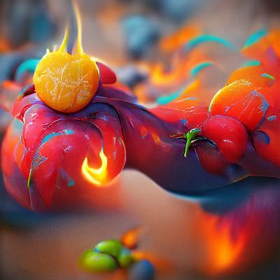 Fantastical Flame Fruit in Detailed Digital Painting