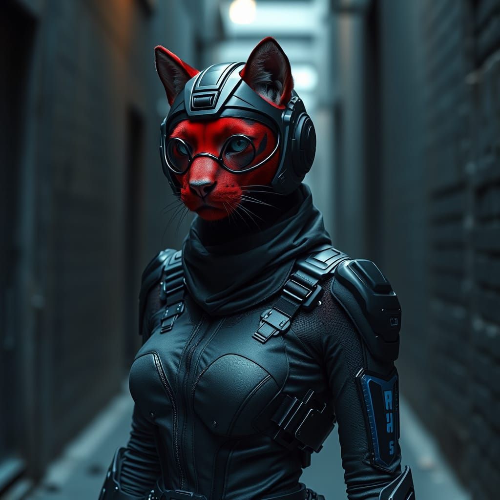 Anthro Panther in Sleek Cyberpunk Stealth Suit